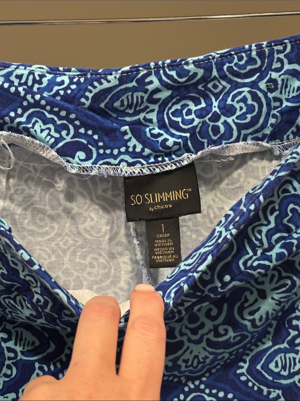 Chico’s size 1. Blue Patterned Women's pants